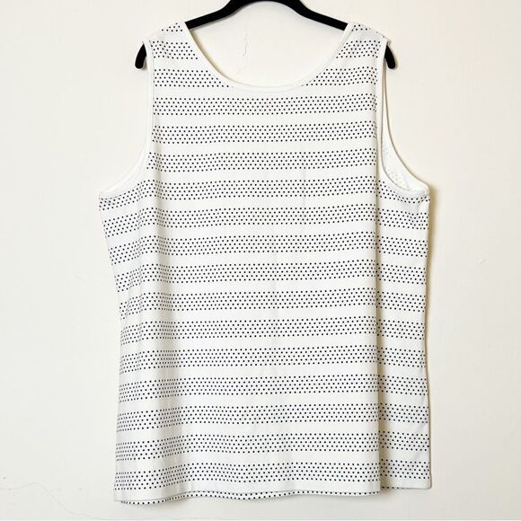 Land’s End Plus Size Vertical Polka Dot Knit Tank, Size 3X Black/White - Picture 5 of 8